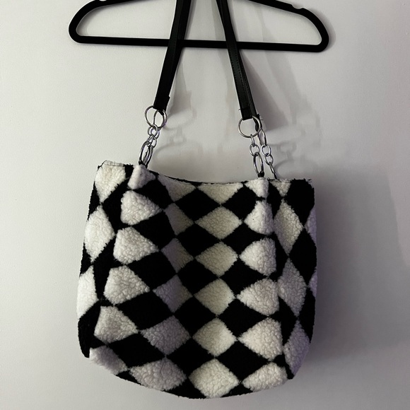 sherpa checkered tote bag - Picture 2 of 3
